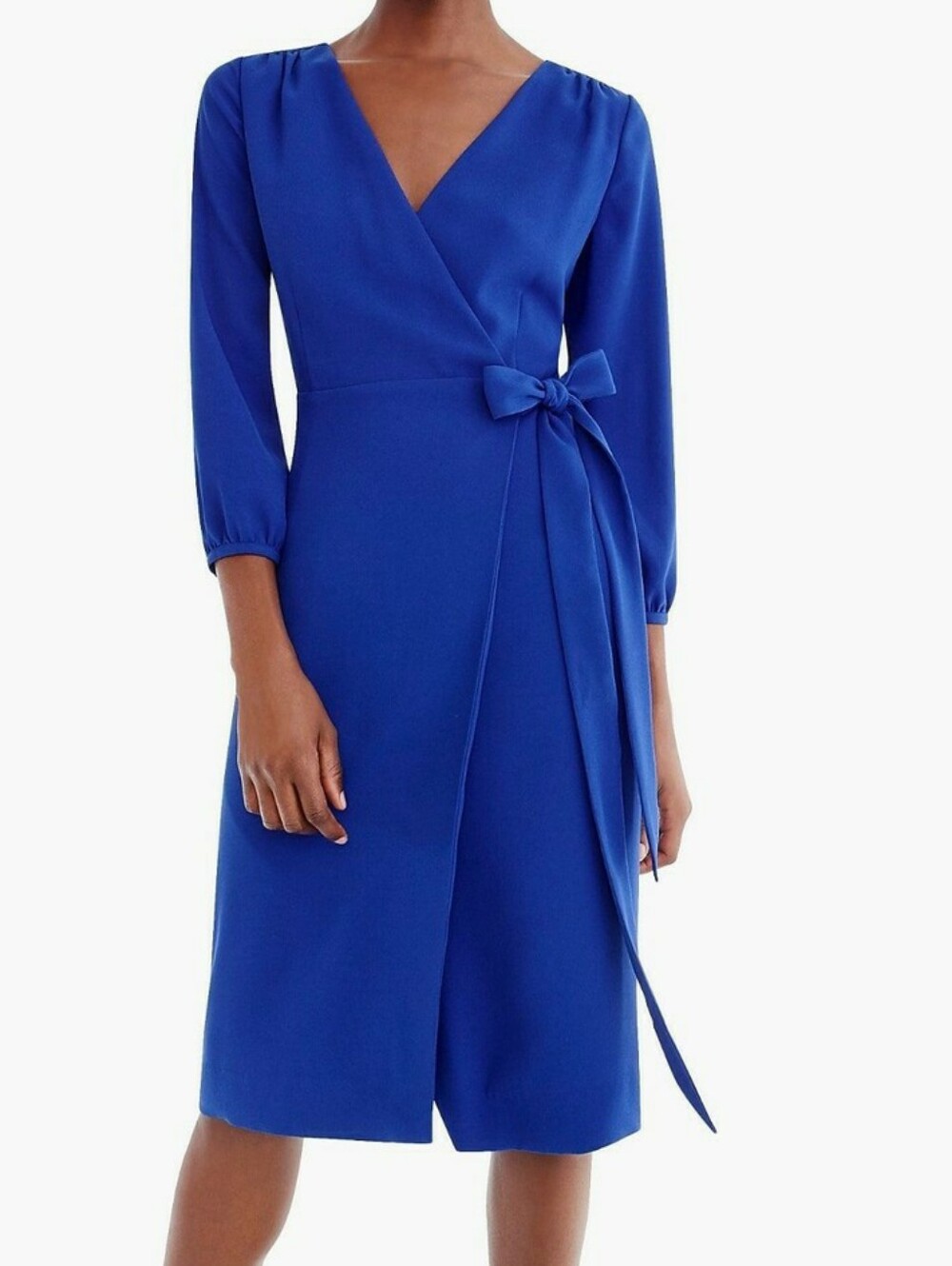 J.Crew Wrap Dress 365 Crepe Royal Cobalt Blue Size 6 Office Work Career Dress